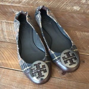 Tory Burch Reva Flats Tartan Plaid 8.5